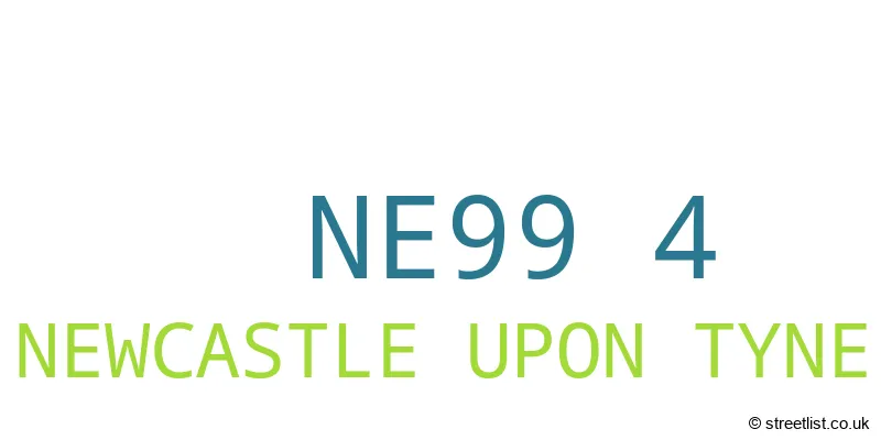 A word cloud for the NE99 4 postcode